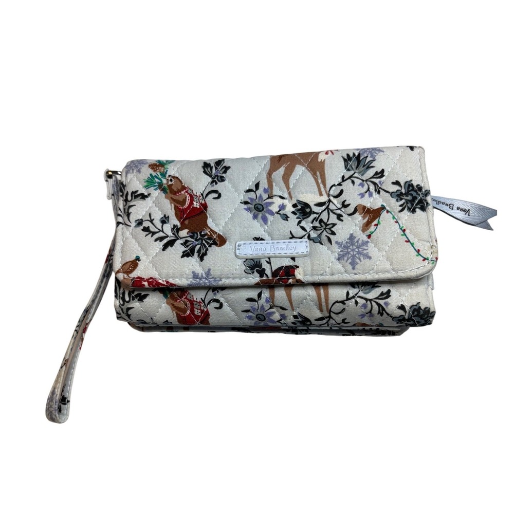 Vera Bradley Holiday Merry Deer Riley Compact‎ Wallet Wristlet Winter Christmas